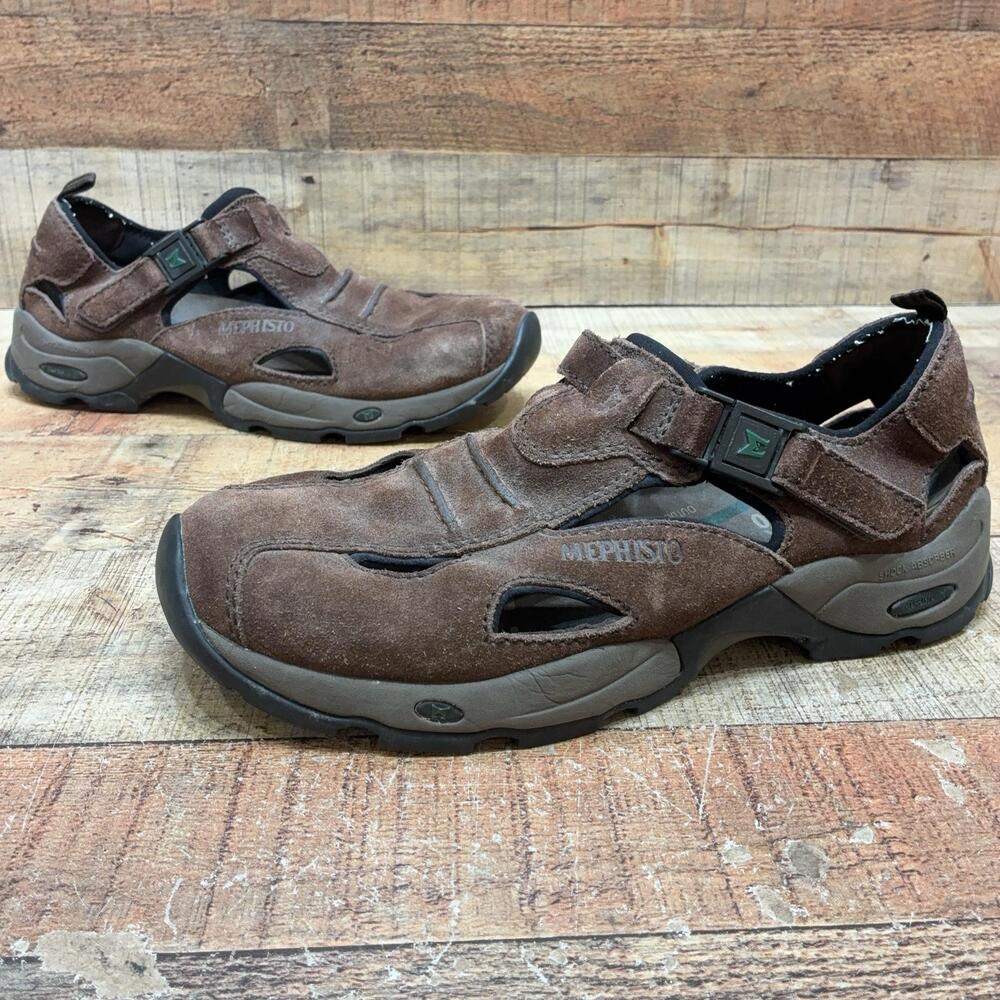 Mephisto Allrounder Sandals Mens Size 11 45 Brown Suede Hook & Loop Shoes